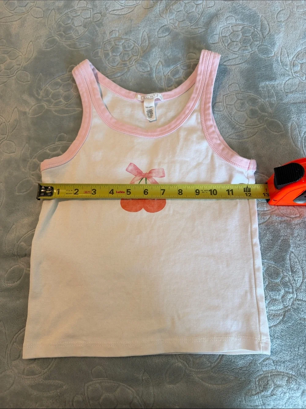 Full Tilt Pink & White Tank Top with Cherry Graphic